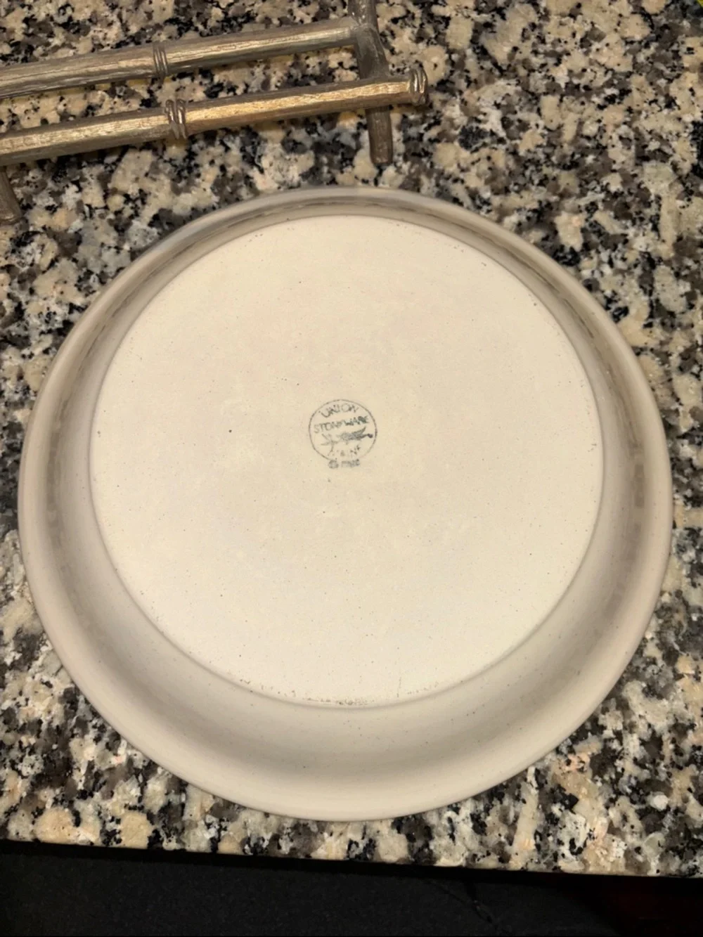 Vintage Union Stoneware Maine Hand-Painted Blue Floral Stoneware Serving Bowl